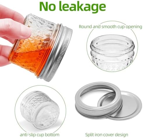 Sturdy 6-Piece Mason Jars with Airtight Lids - Preserve Canned and Dried Additions
