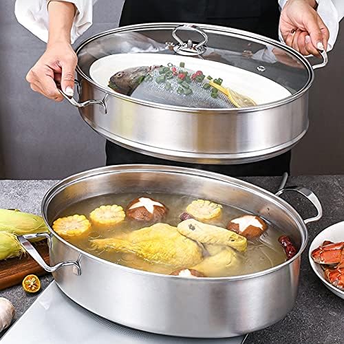 Stainless Steel Fish Steamer with Ceramic Plate and Rack