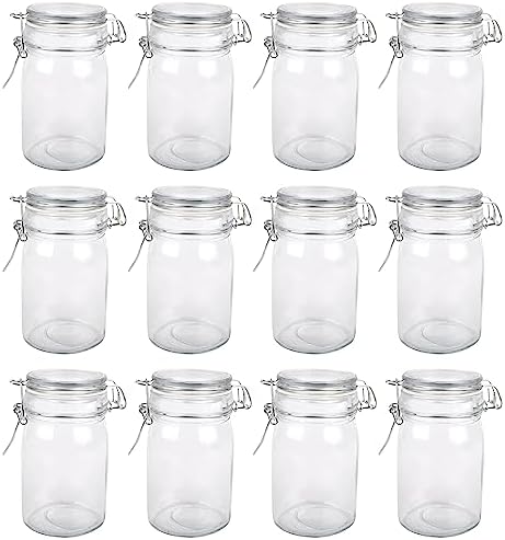 12-Pack Ashland Round Glass Jars with Latch Lid - 263 Diam