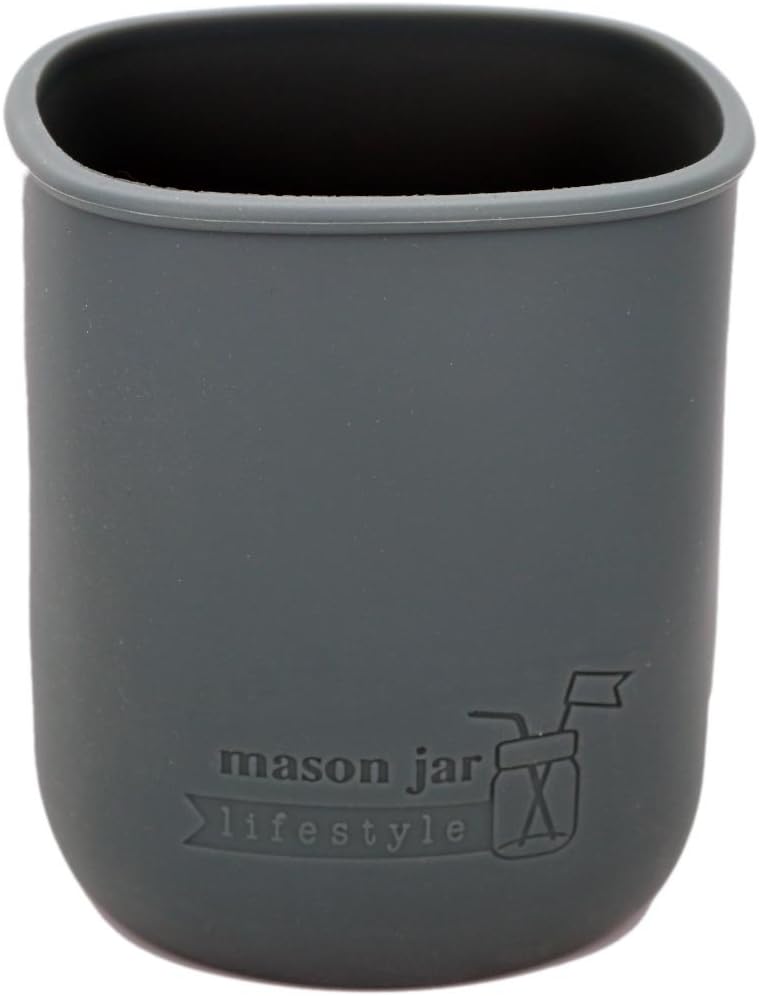 Protect Your Mason Jar with Double-Thick Silicone Sleeves 2-Pack Charcoal Gray