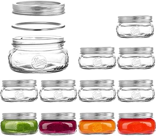 12-Piece Wide-Mouth Glass Mason Jars for Preserving Serving