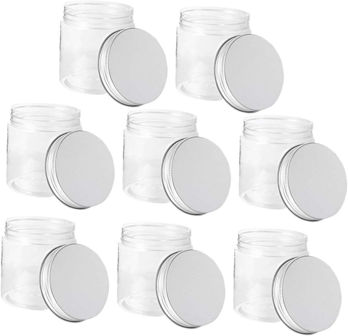 Luxshiny 8-Piece 250ml Plastic Jars with Aluminum Lids