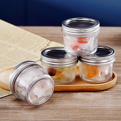 Small Mason Jars 8Pack 4oz Glass Canning Jars with Removable Lids