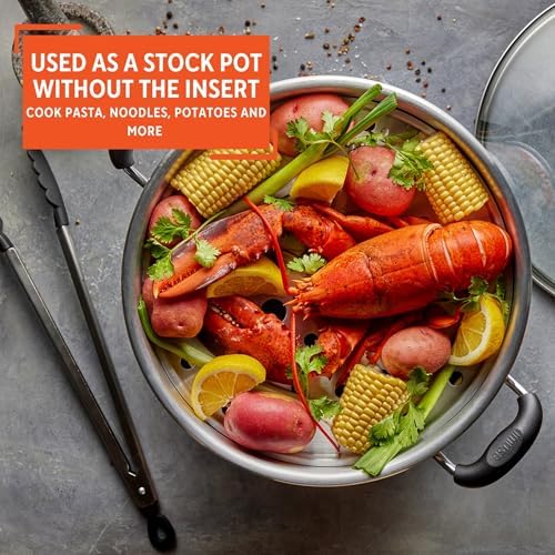 Versatile 20-Quart Steamer with Glass Lid