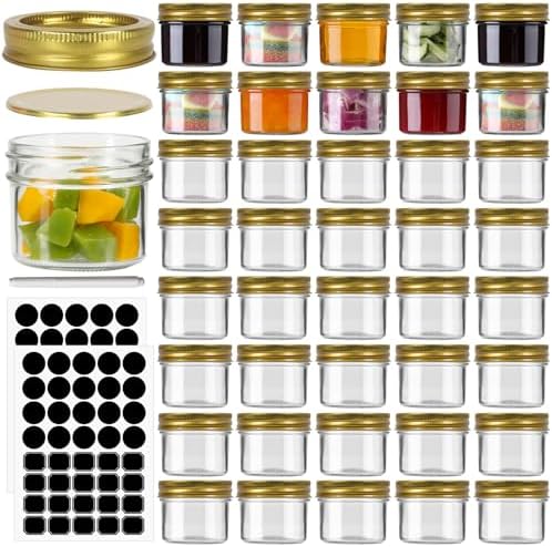 STARSIDE 4 oz Glass Mason Jars with 40 Pack Golden Separable Lids