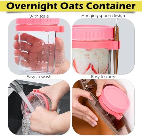 CJWM 2-Piece Glass Oats Containers Leak-Proof