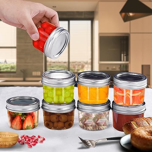 Small Mason Jars 8Pack 4oz Glass Canning Jars with Removable Lids