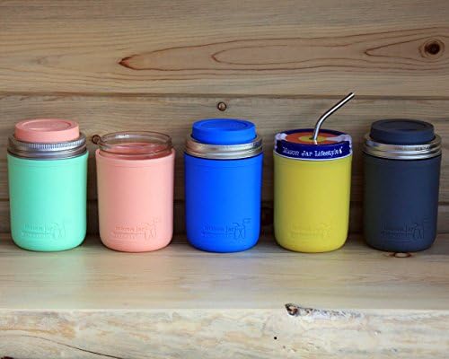Mason Jar - Wide Mouth Pint 16oz Silicone Sleeves Protects Pints Works Amazingly