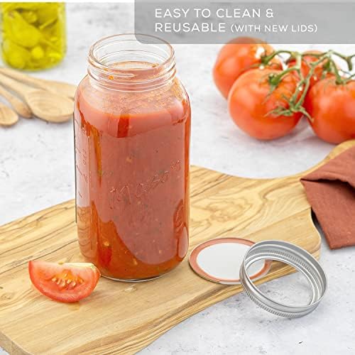 JoyJolt 32 oz Mason Jars with Lids and Labels 6-Pack