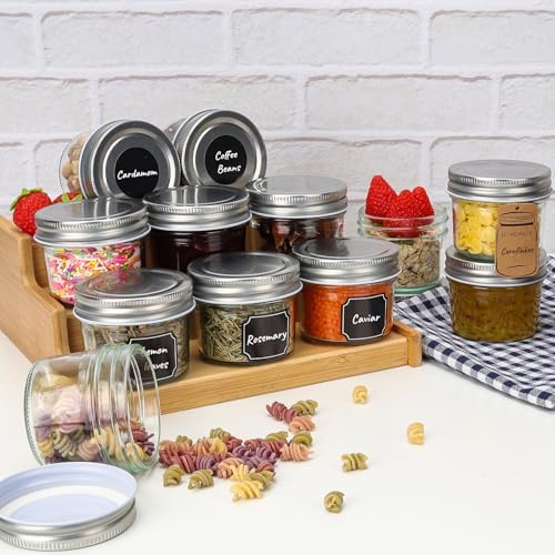 CycleMore 40 Pack Clear 4oz Mason Jars with Silver Lids