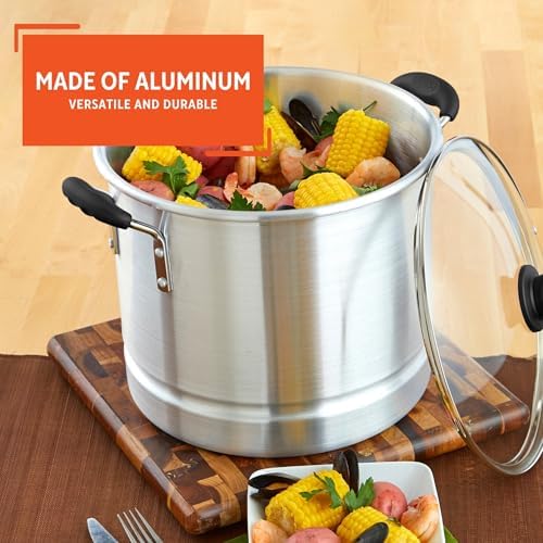 Versatile 20-Quart Steamer with Glass Lid