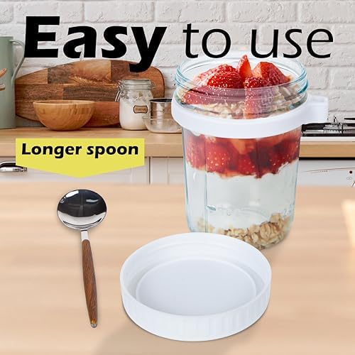 CJWM 2-Piece Glass Oats Containers Leak-Proof