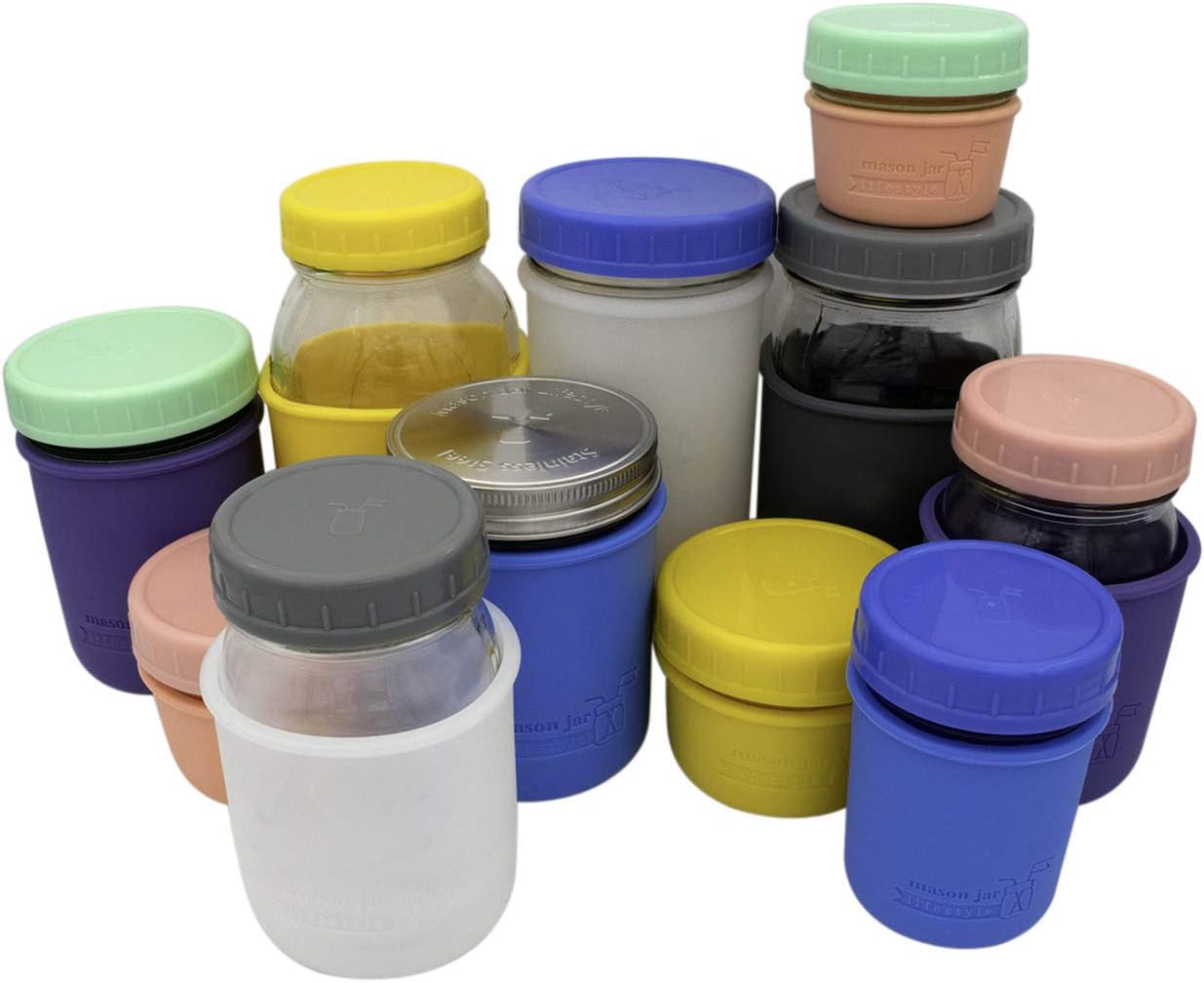 Mason Jar - Wide Mouth Pint 16oz Silicone Sleeves Protects Pints Works Amazingly
