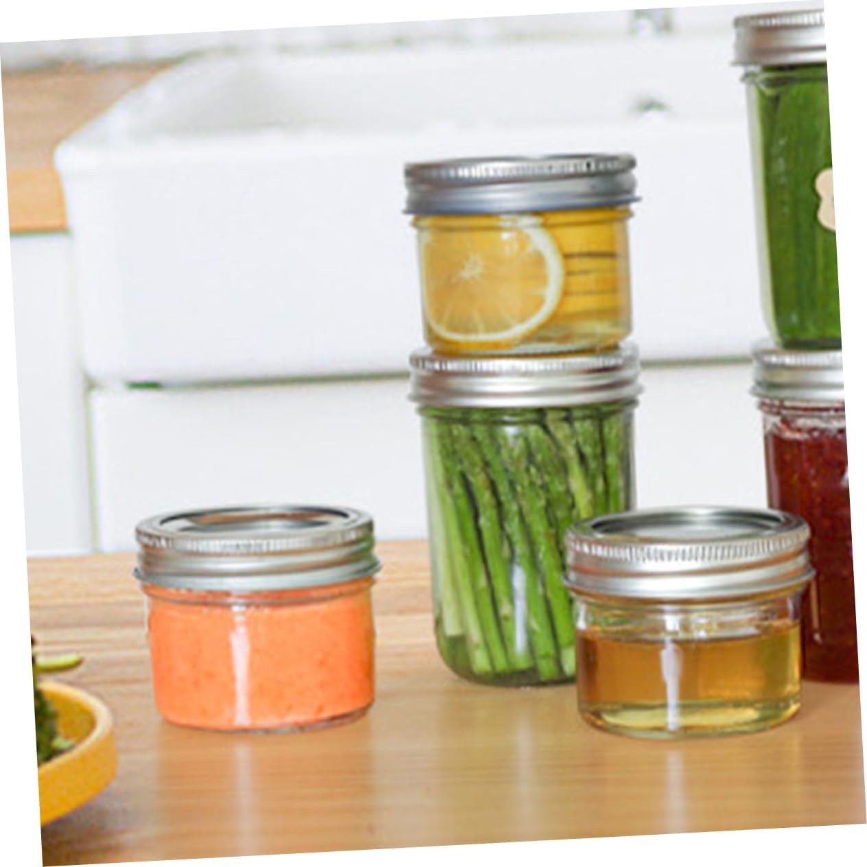 Luxshiny 8-Piece 250ml Plastic Jars with Aluminum Lids