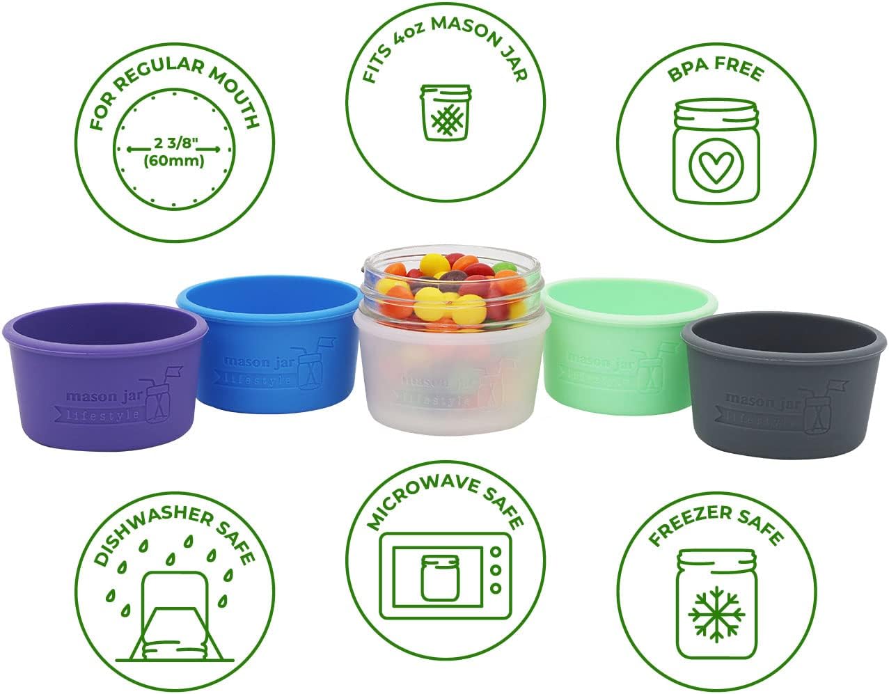 4oz Silicone Sleeves for Mason Jars