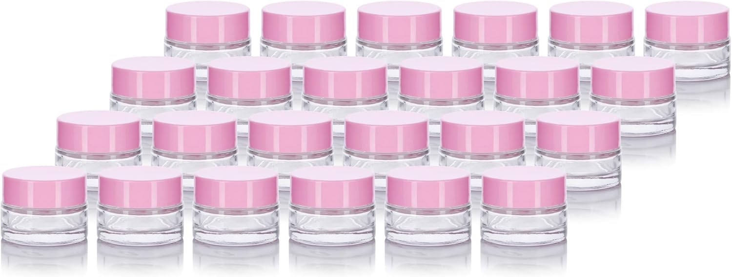 JUVITUS Clear Glass Balm Jars 025 oz 24 Pack