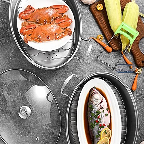 Stainless Steel Fish Steamer with Ceramic Plate and Rack