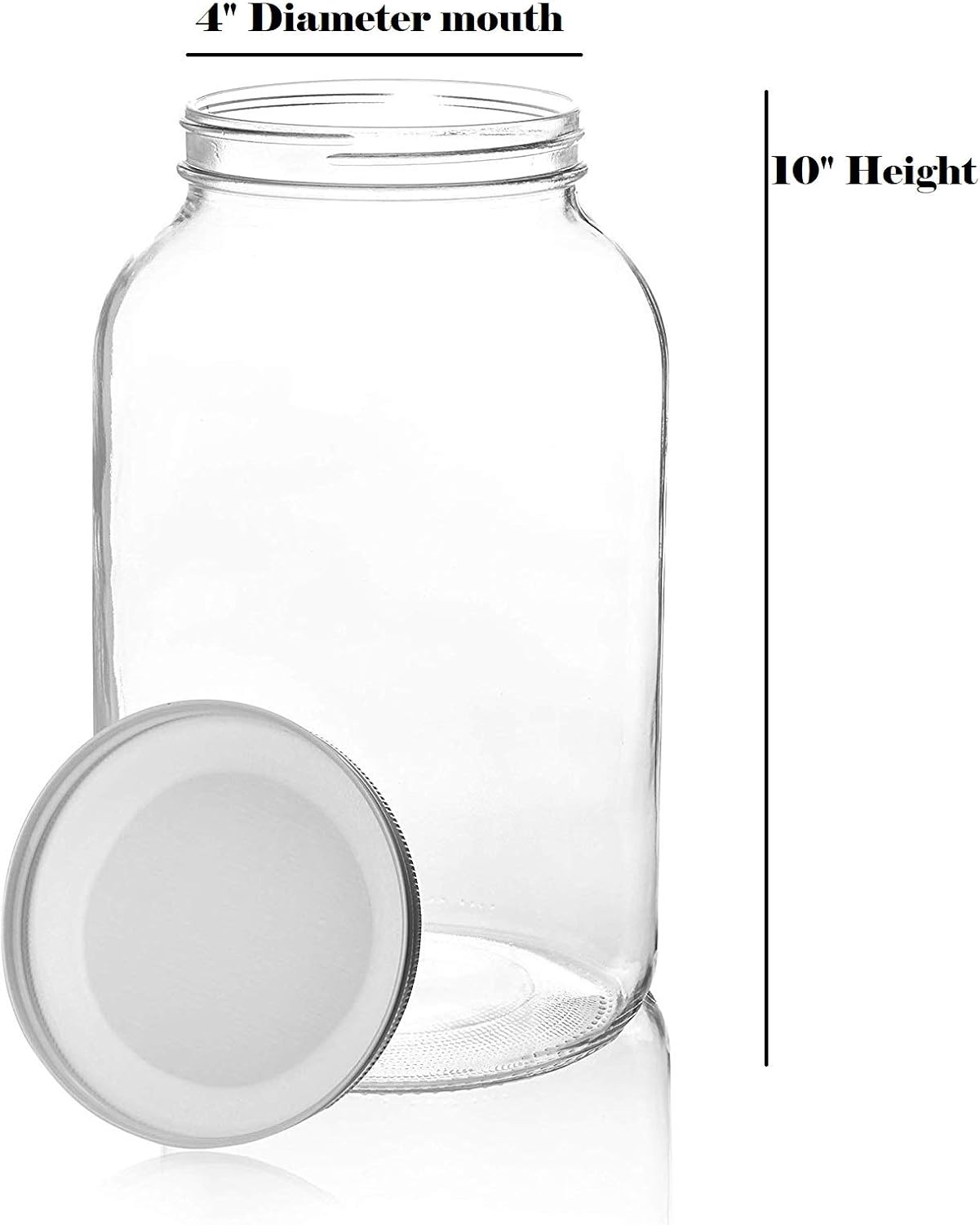 4 Pack - 1 Gallon Glass Mason Jars - Wide Mouth with Airtight Metal Lids