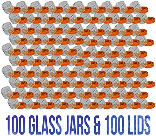 100 Pack Round Glass Jars with Silicone Lids - Orange