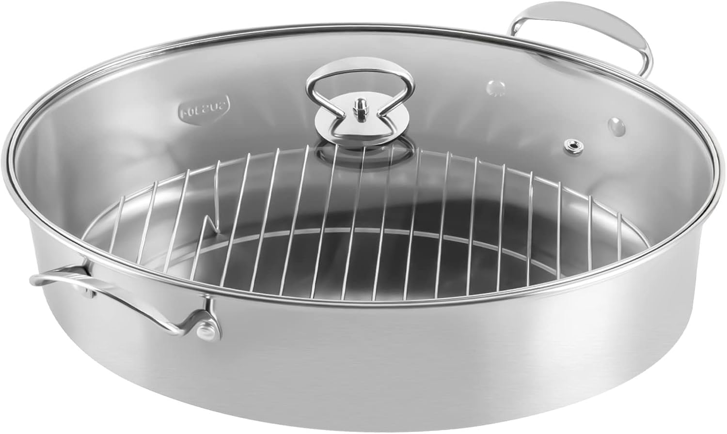 Stainless Steel Fish Steamer Pot with Rack and Glass Lid