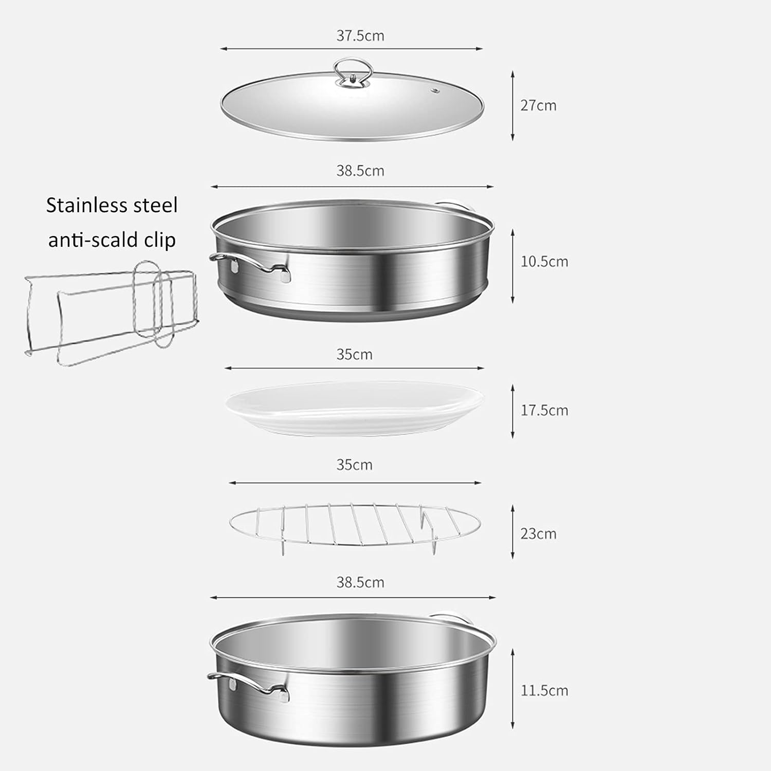 Stainless Steel Fish Steamer with Ceramic Plate and Rack