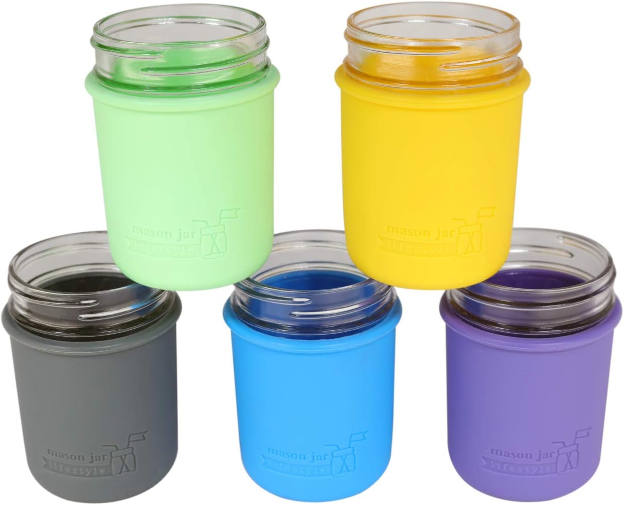 Mason Jar - Wide Mouth Pint 16oz Silicone Sleeves Protects Pints Works Amazingly