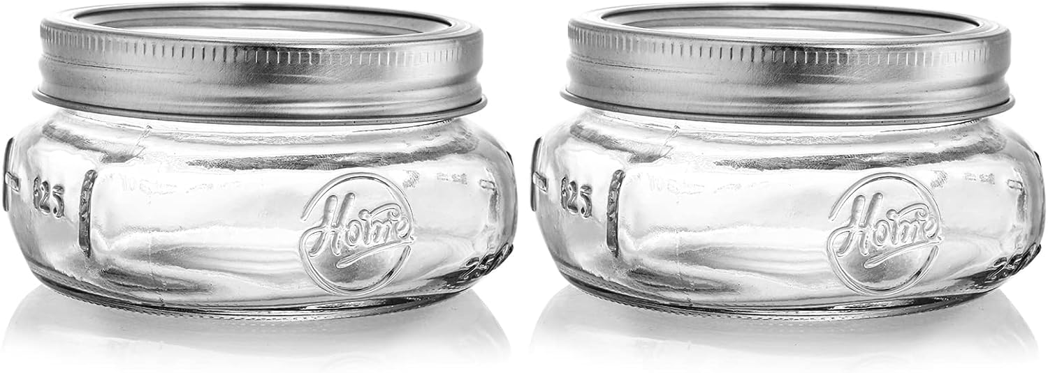 12-Piece Wide-Mouth Glass Mason Jars for Preserving Serving