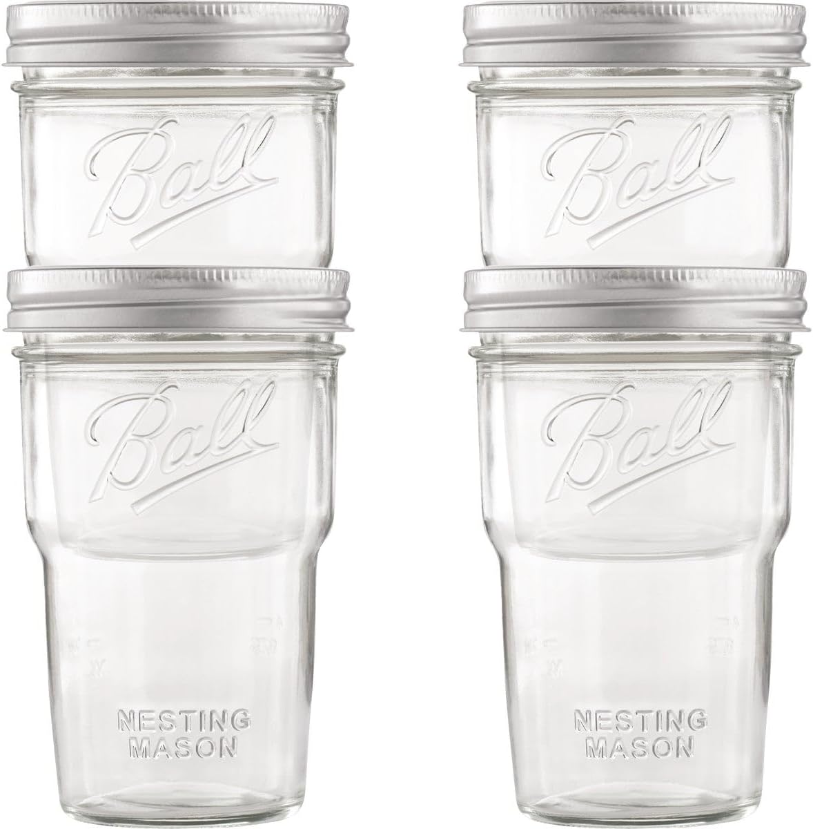 Ball Nesting Mason Jars Pint Size Wide Mouth Set of 4
