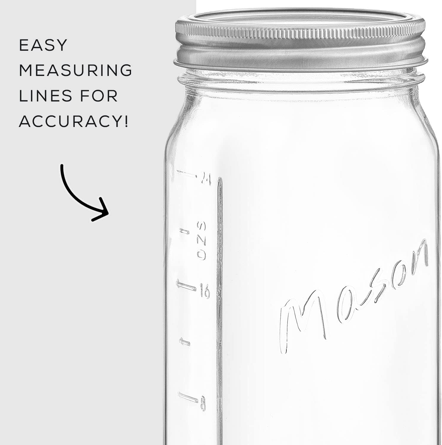 JoyJolt 32 oz Mason Jars with Lids and Labels 6-Pack
