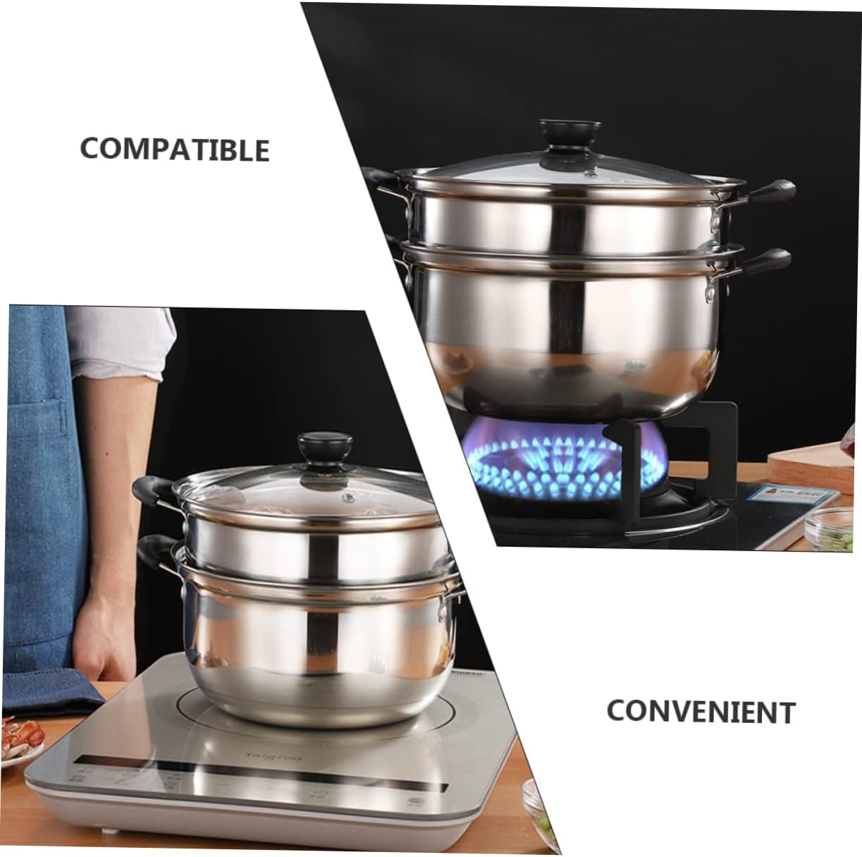 Stainless Steel Steam Cooker 20cm Multi-Purpose pot