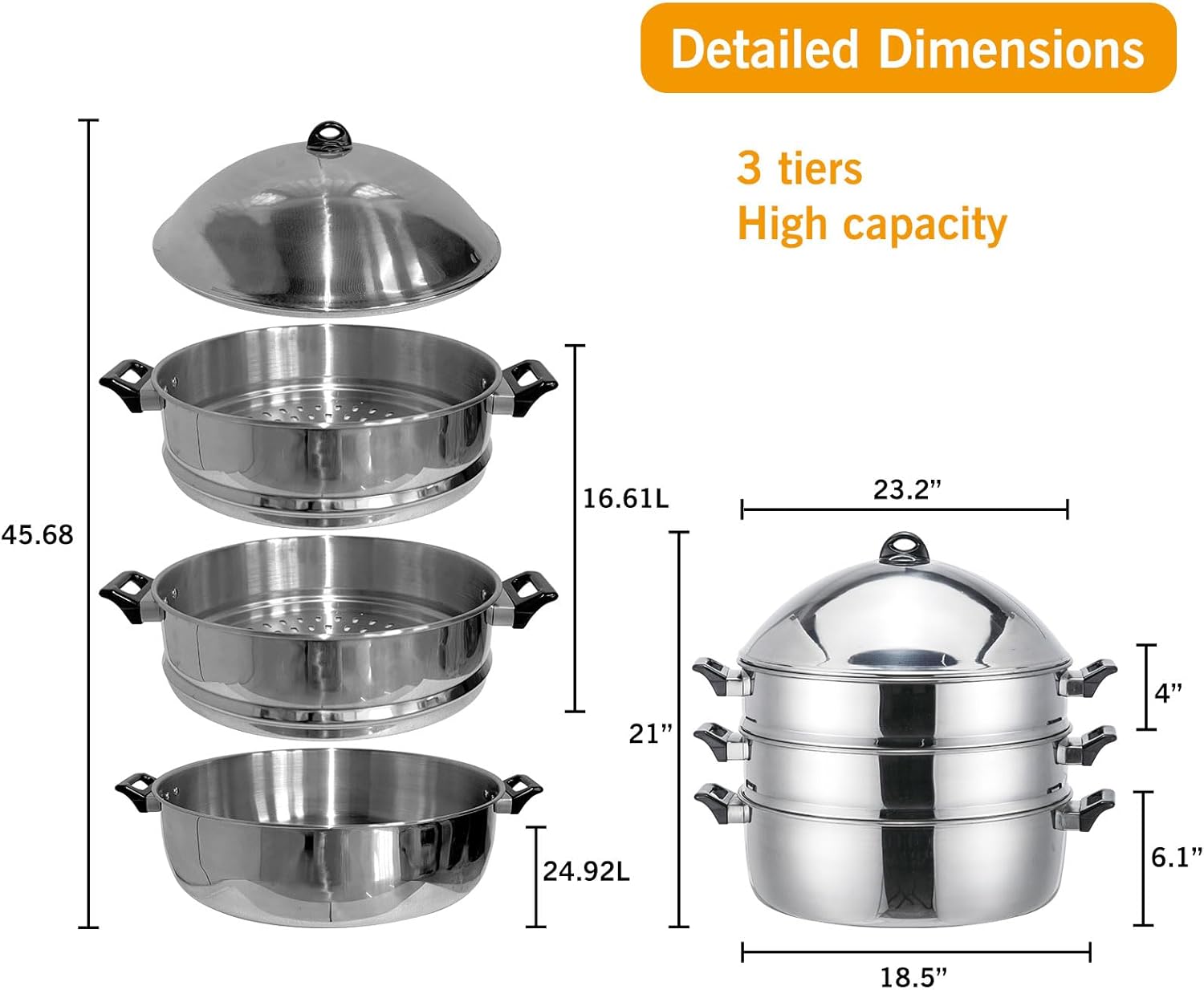 LetFeng Slotless Steam Basket for Cooking Durable Multipurpose