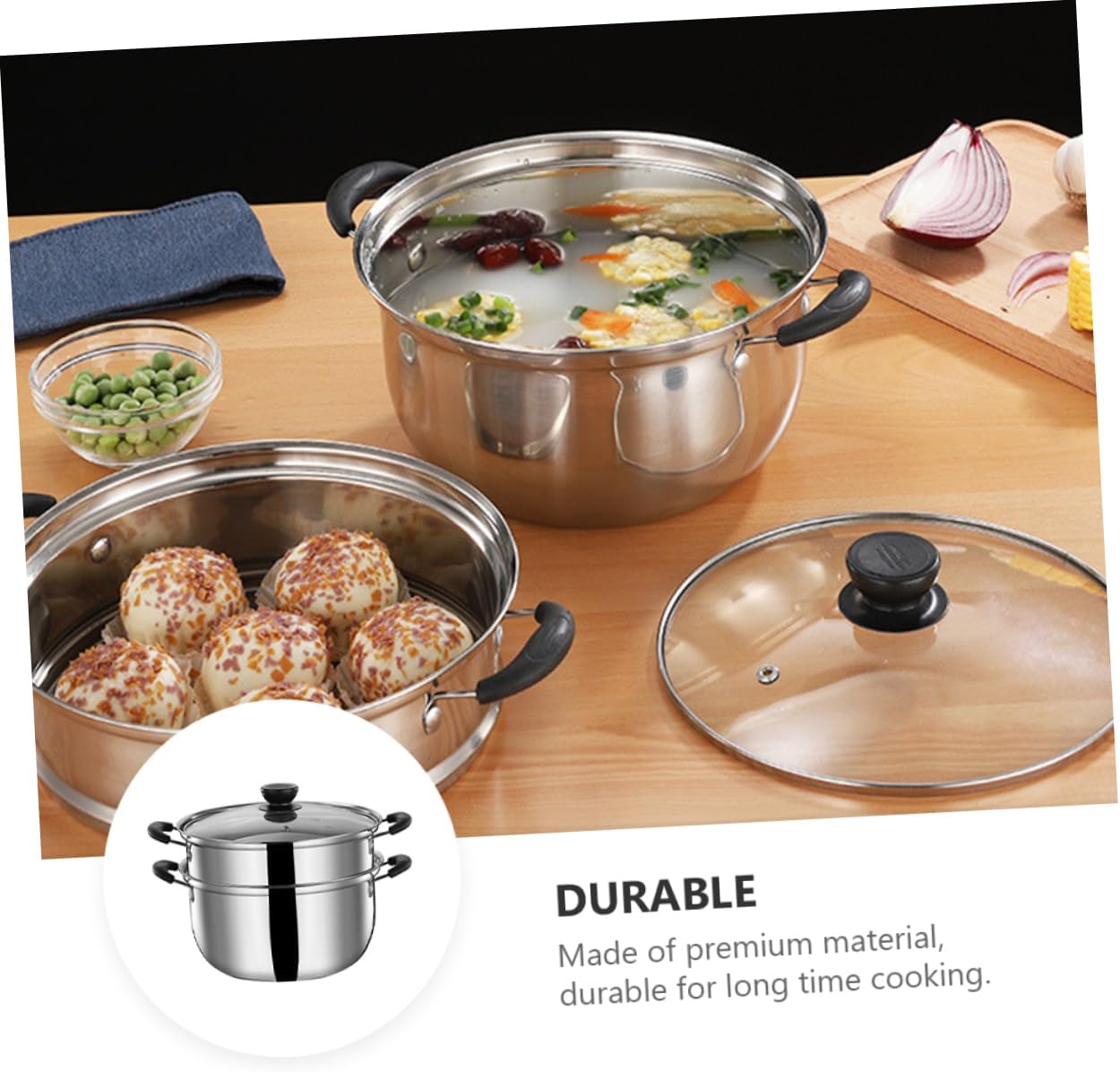 Stainless Steel Steam Cooker 20cm Multi-Purpose pot