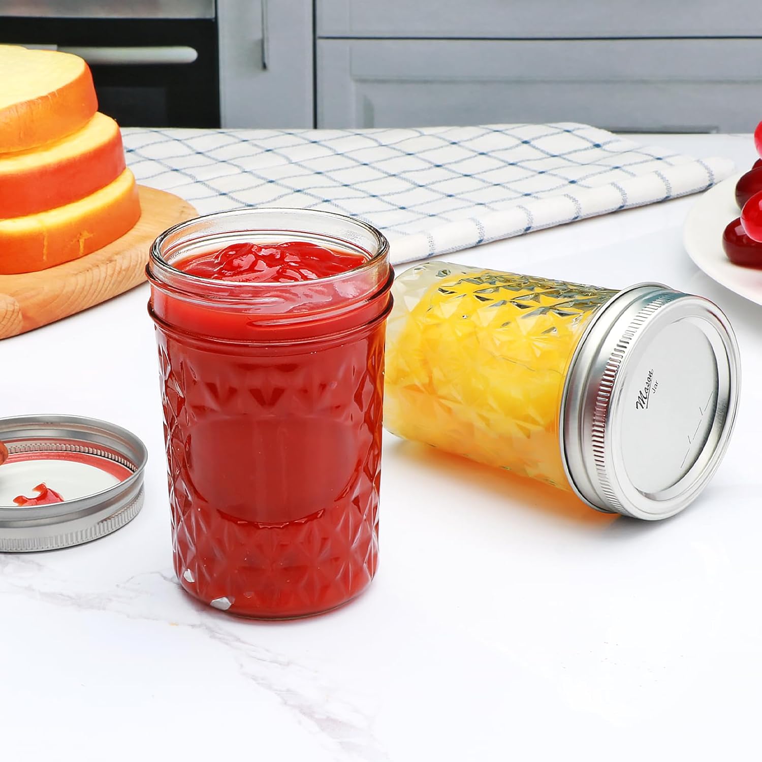 Premium 16-Piece Glass Mason Jars Set