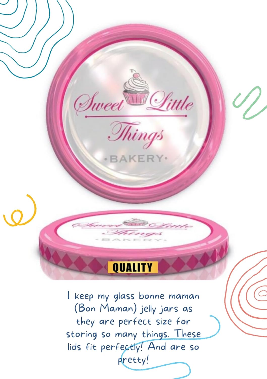 82mm Twist-Off Lids for Pickle Jars Multi-Purpose Usage 10 Pink