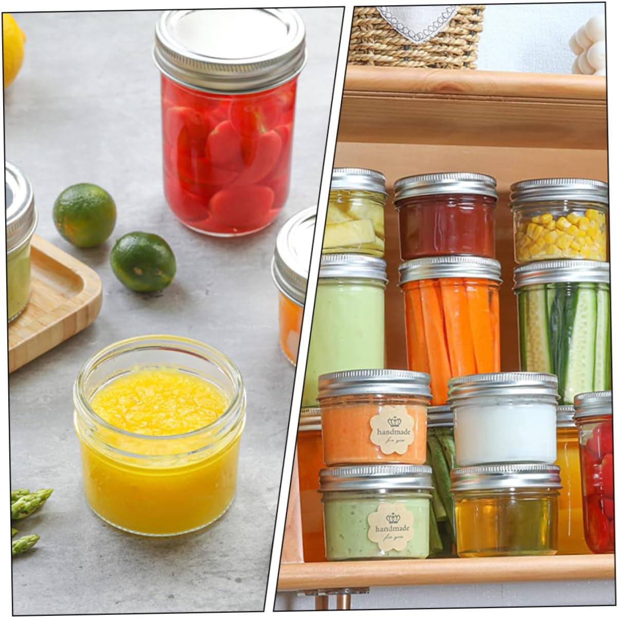 MAGICLULU transparent plastic jars with aluminum lids