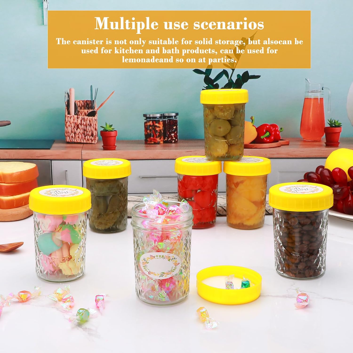 Premium 16-Piece Glass Mason Jars Set
