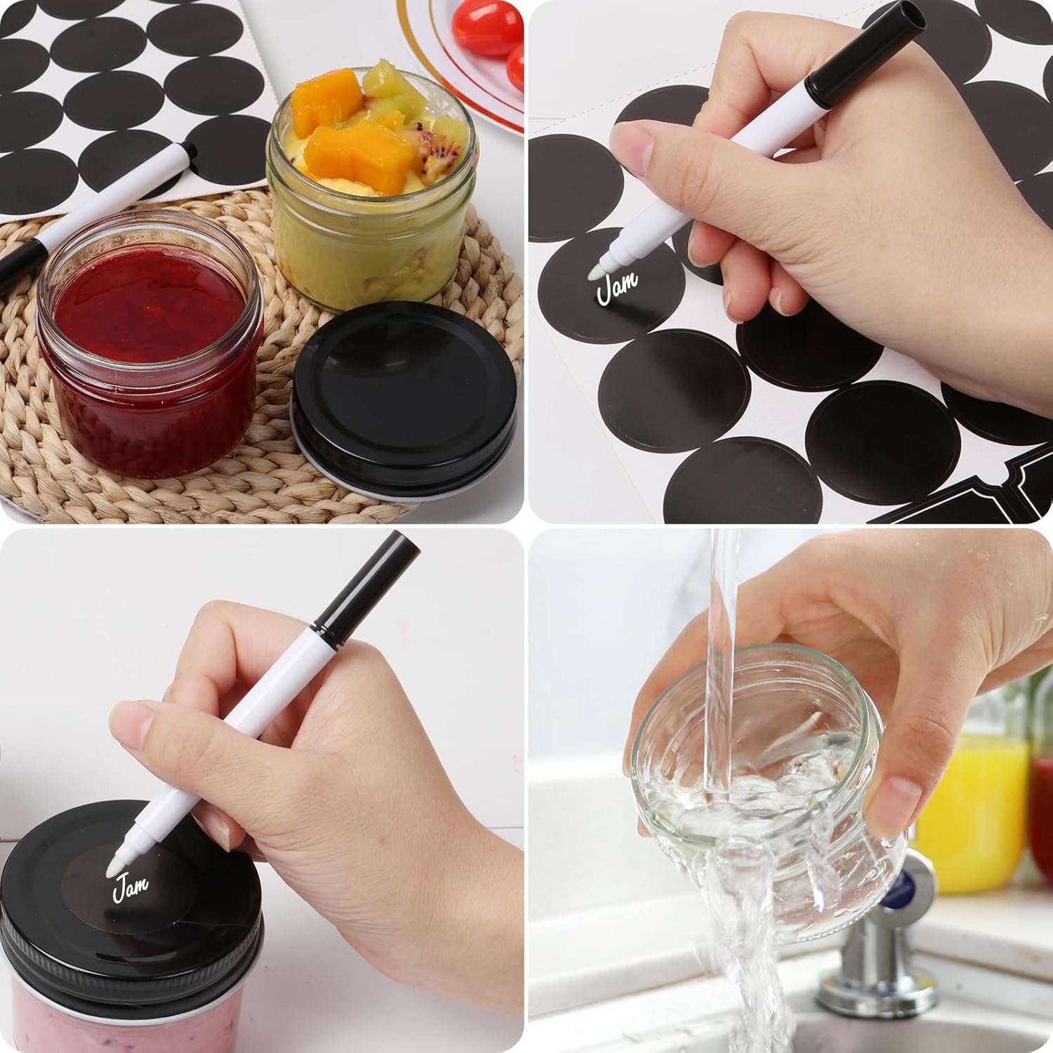 40-Piece Set of 4 oz Mason Jars with Black Lids