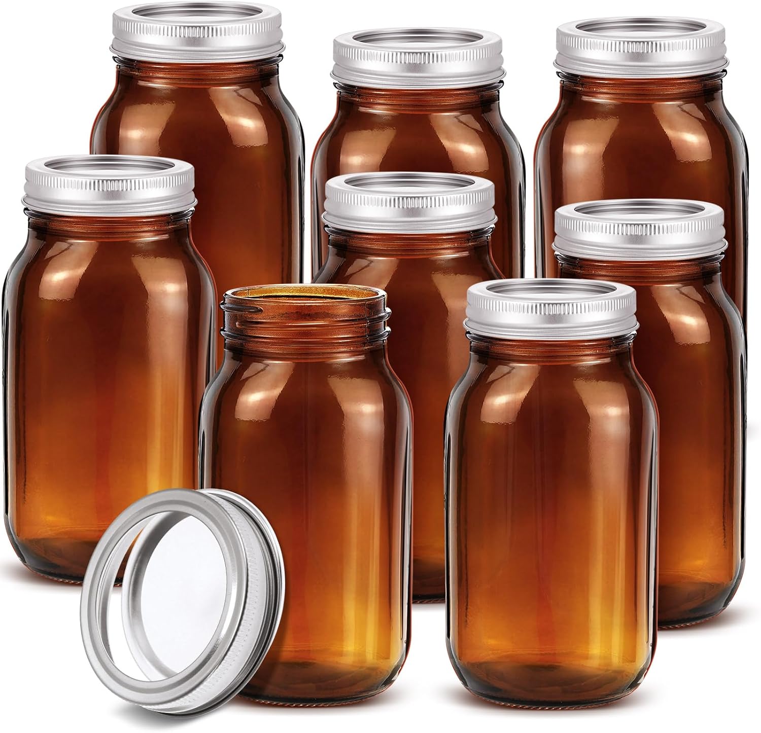 Norme 8-Piece Amber Glass Mason Jars