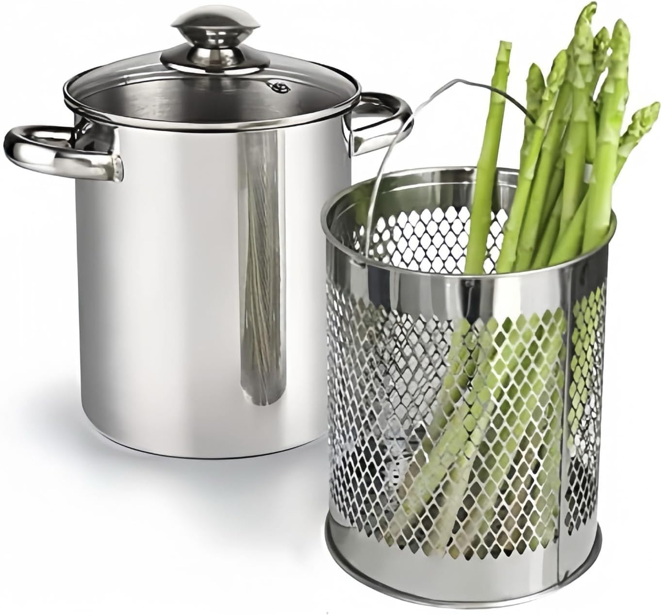 Asparagus Steamer Pot Premium Stainless Steel with Glass Lid