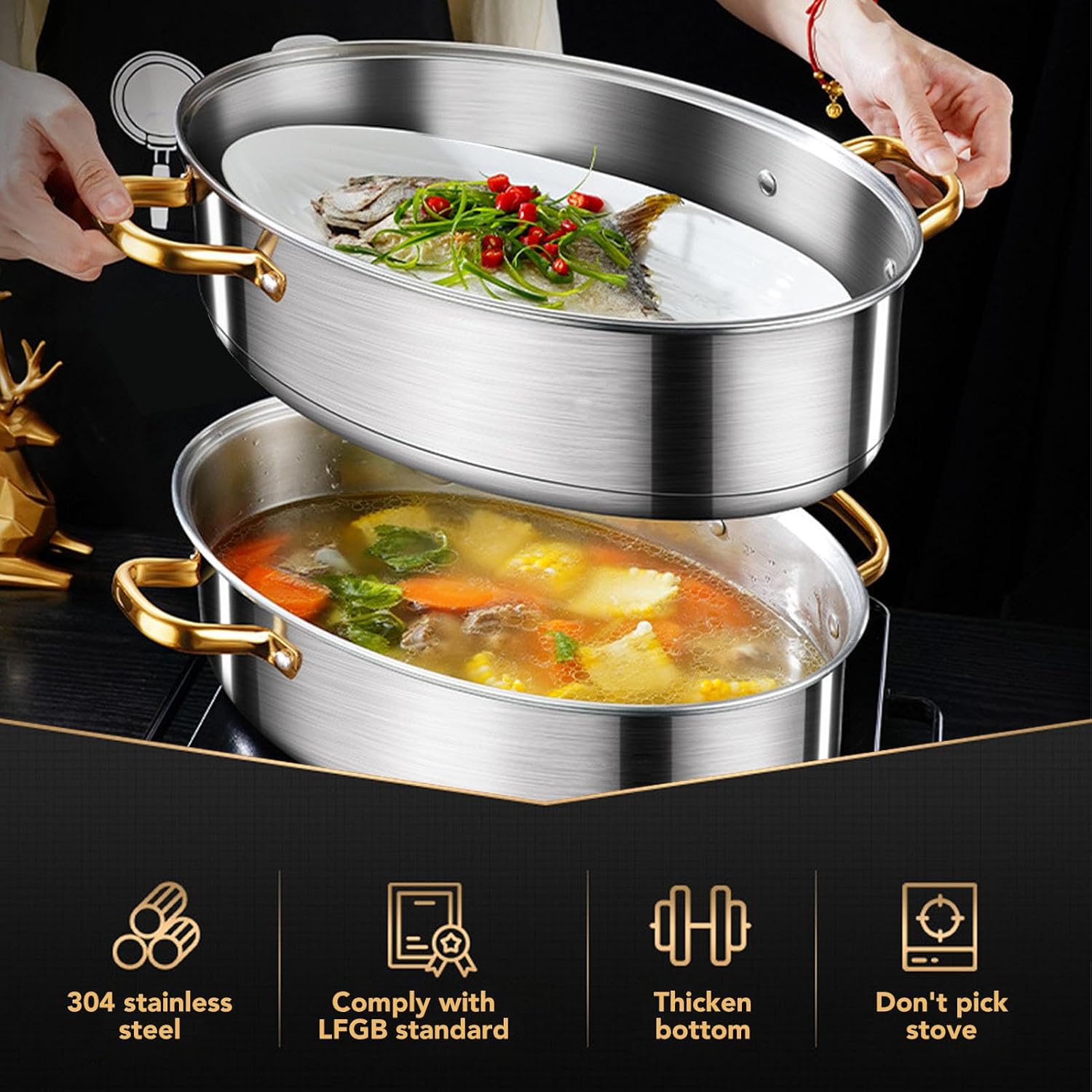 8Qt Stainless Steel Fish Steamer