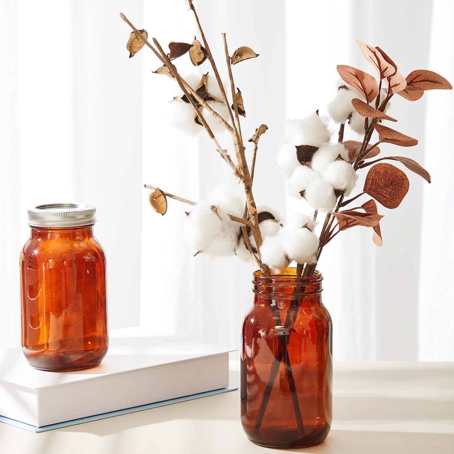 Norme 8-Piece Amber Glass Mason Jars