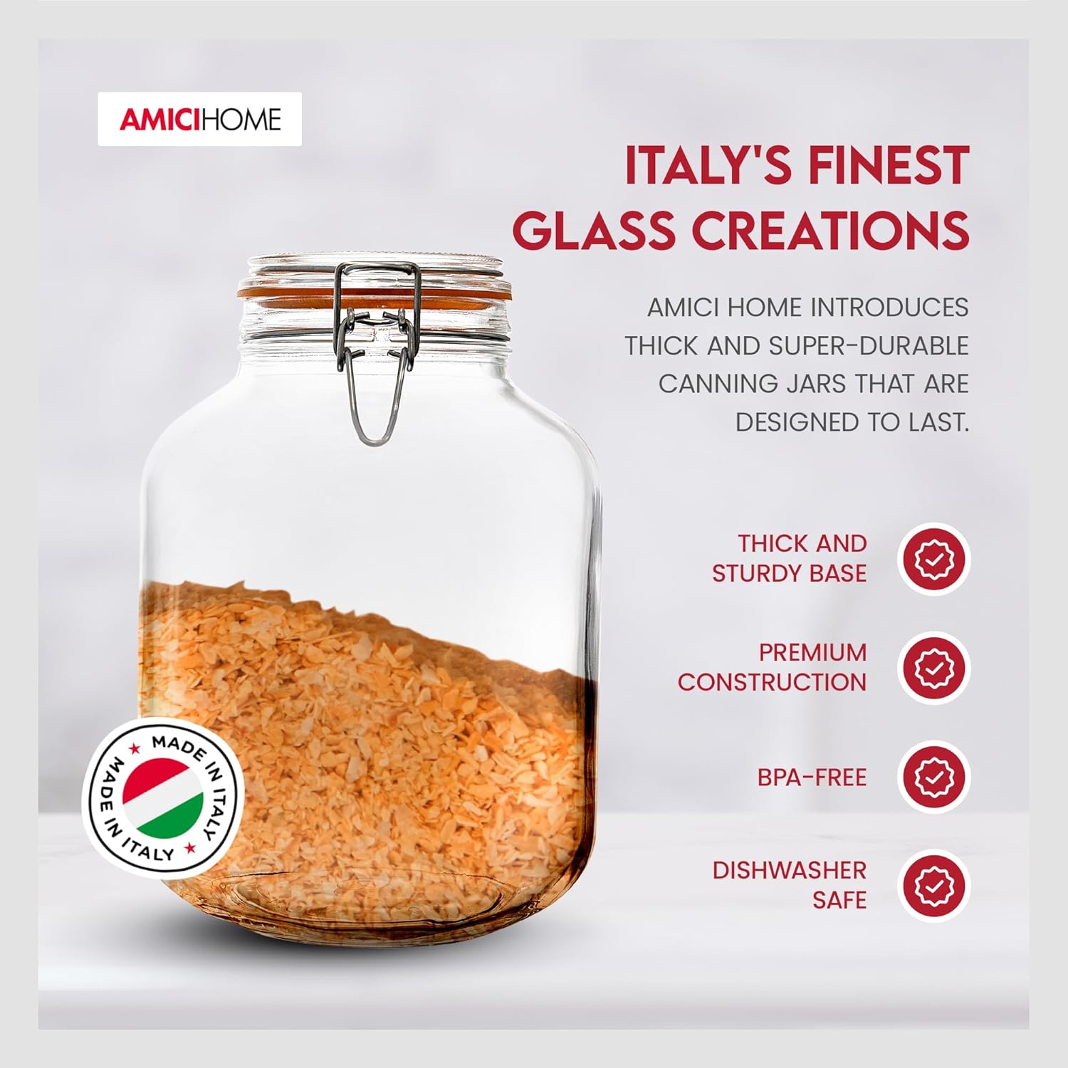 Airtight Glass Jar for Preserving 105 Oz