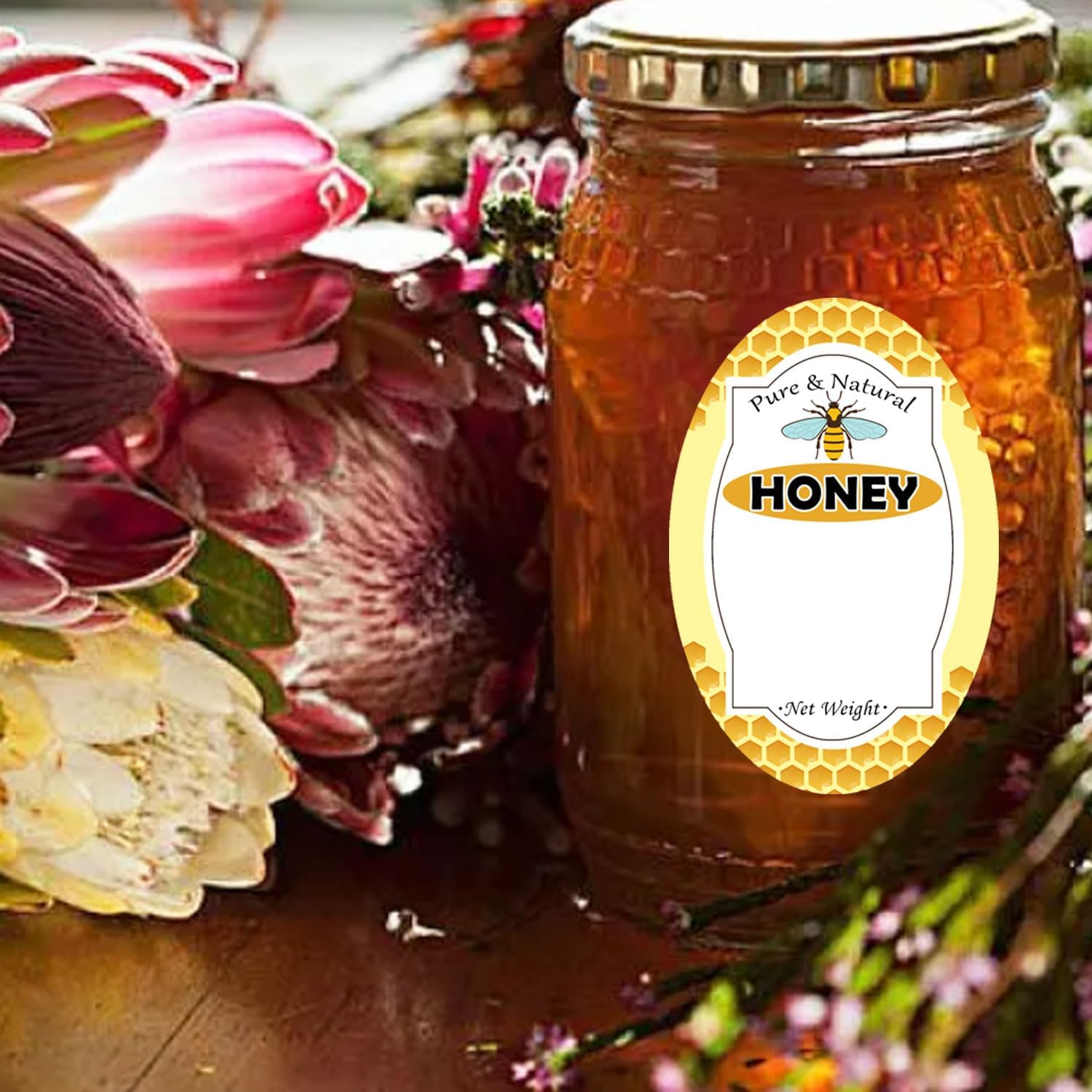 Trendsslabels Pure Natural Honey Jar Labels 2x3 inch