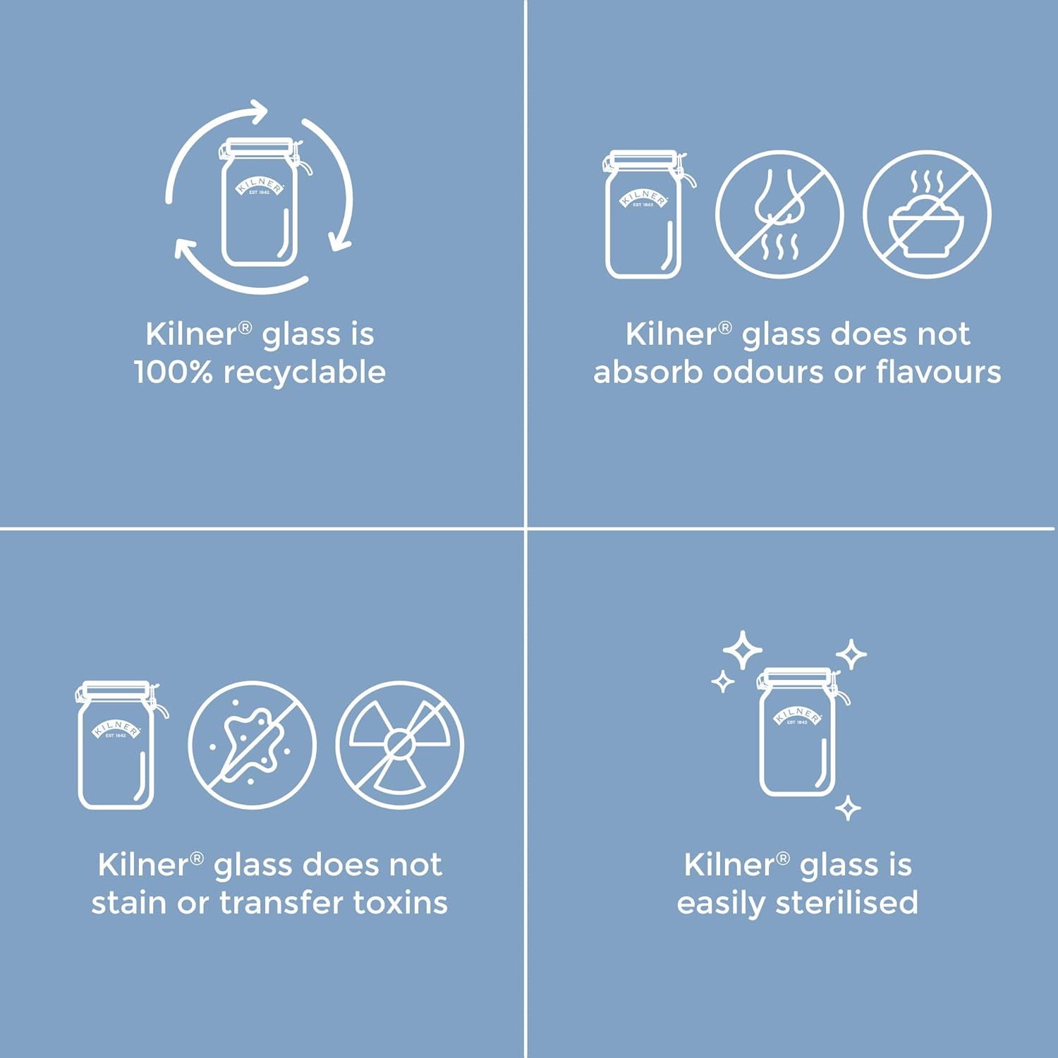 Kilner Round Swap-Top Glass Jar 2L Preserve Your Favorites Kilner