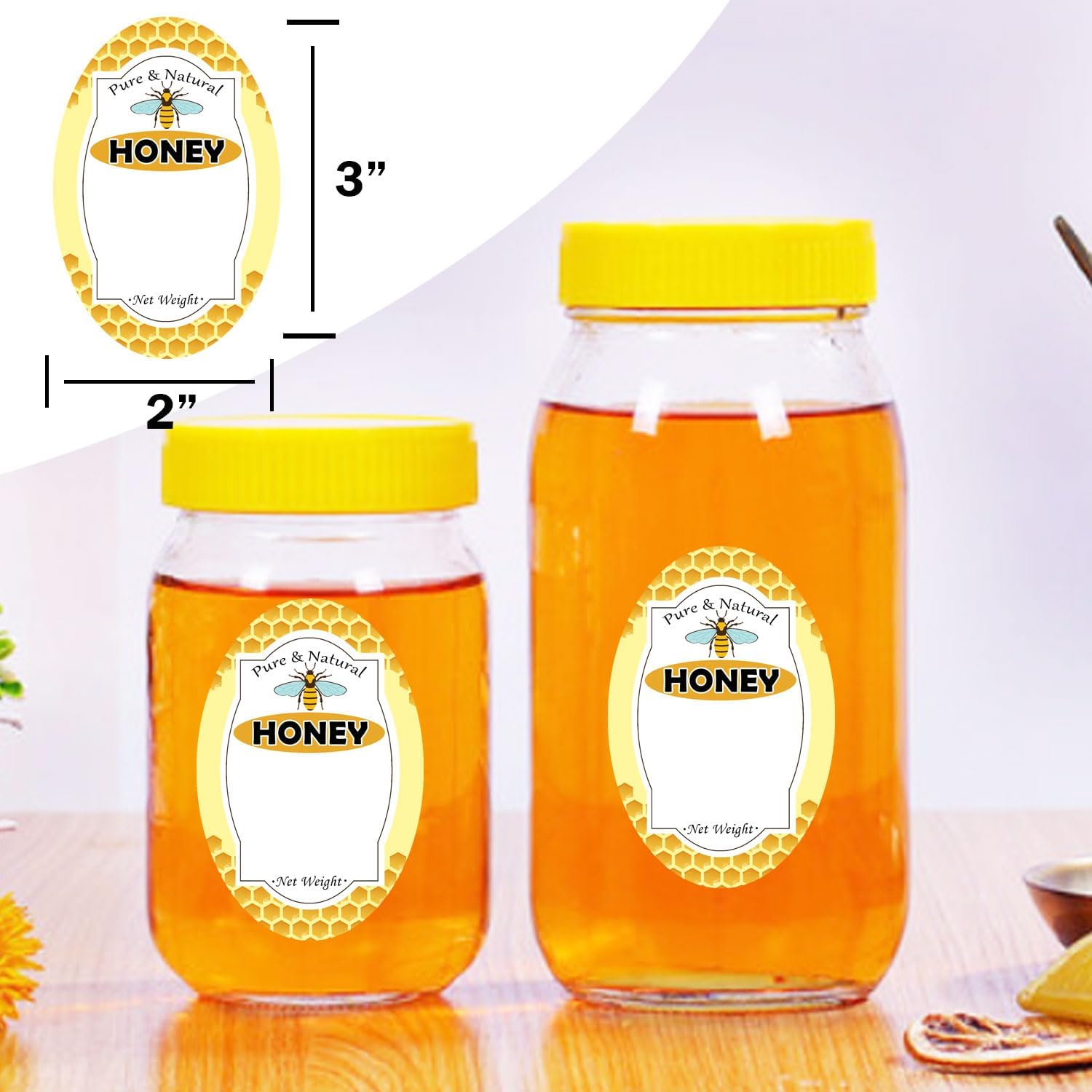 Trendsslabels Pure Natural Honey Jar Labels 2x3 inch