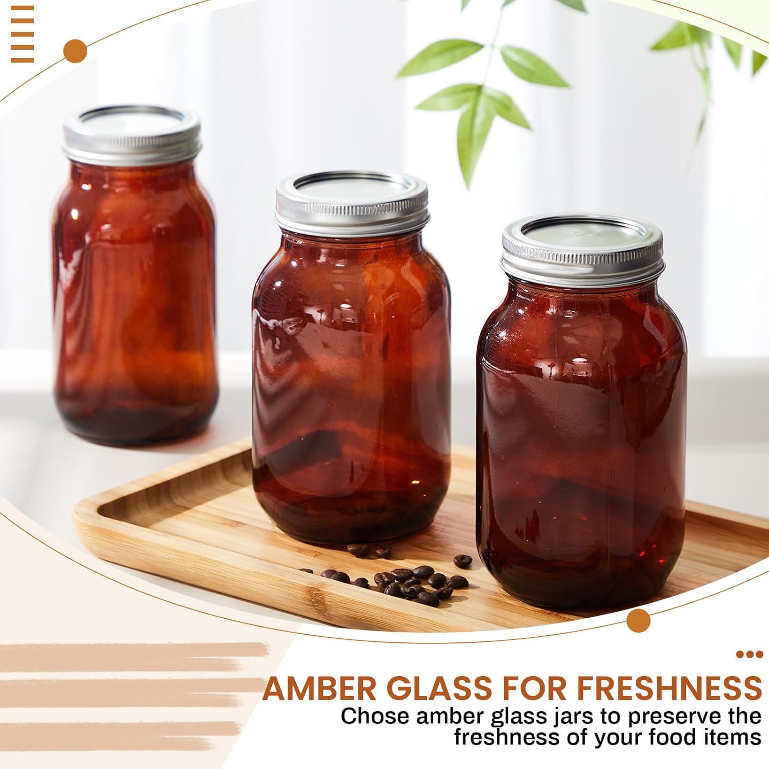 Norme 8-Piece Amber Glass Mason Jars