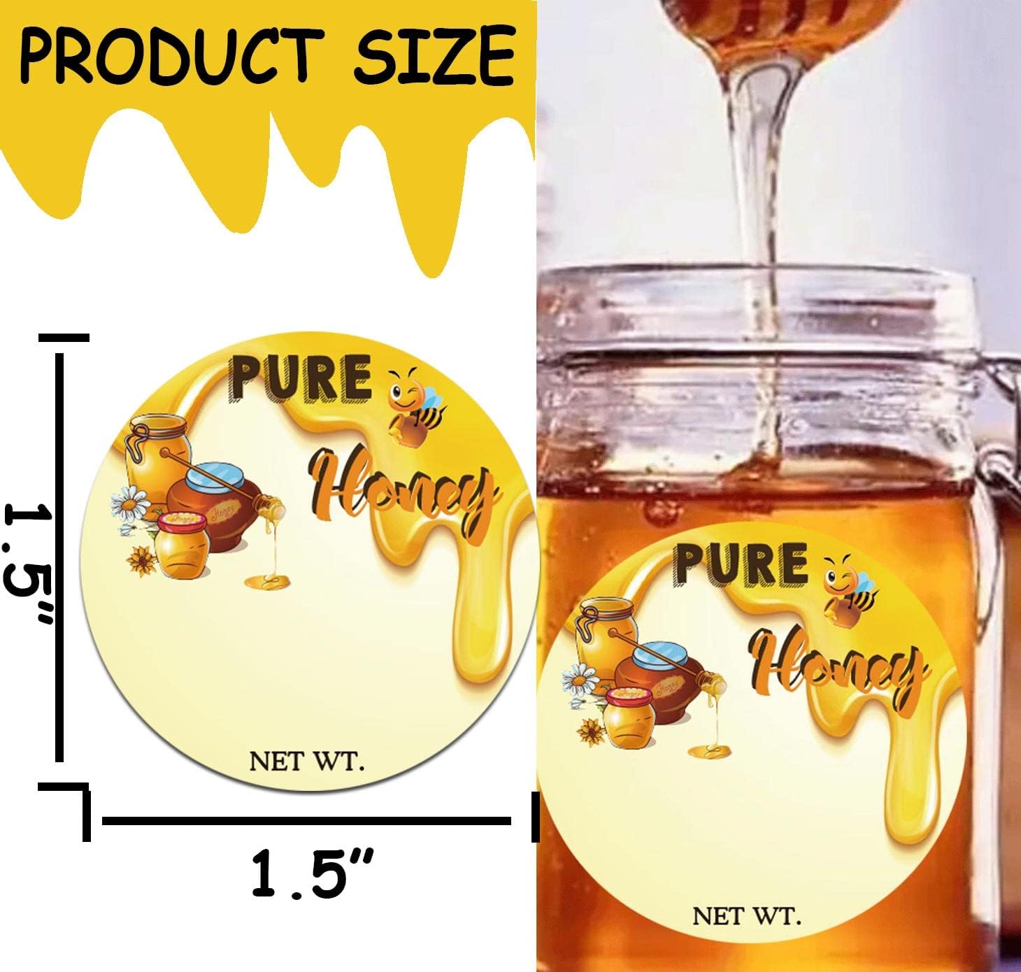 15 Inch Honey Bottle Labels 500pcs Per Roll