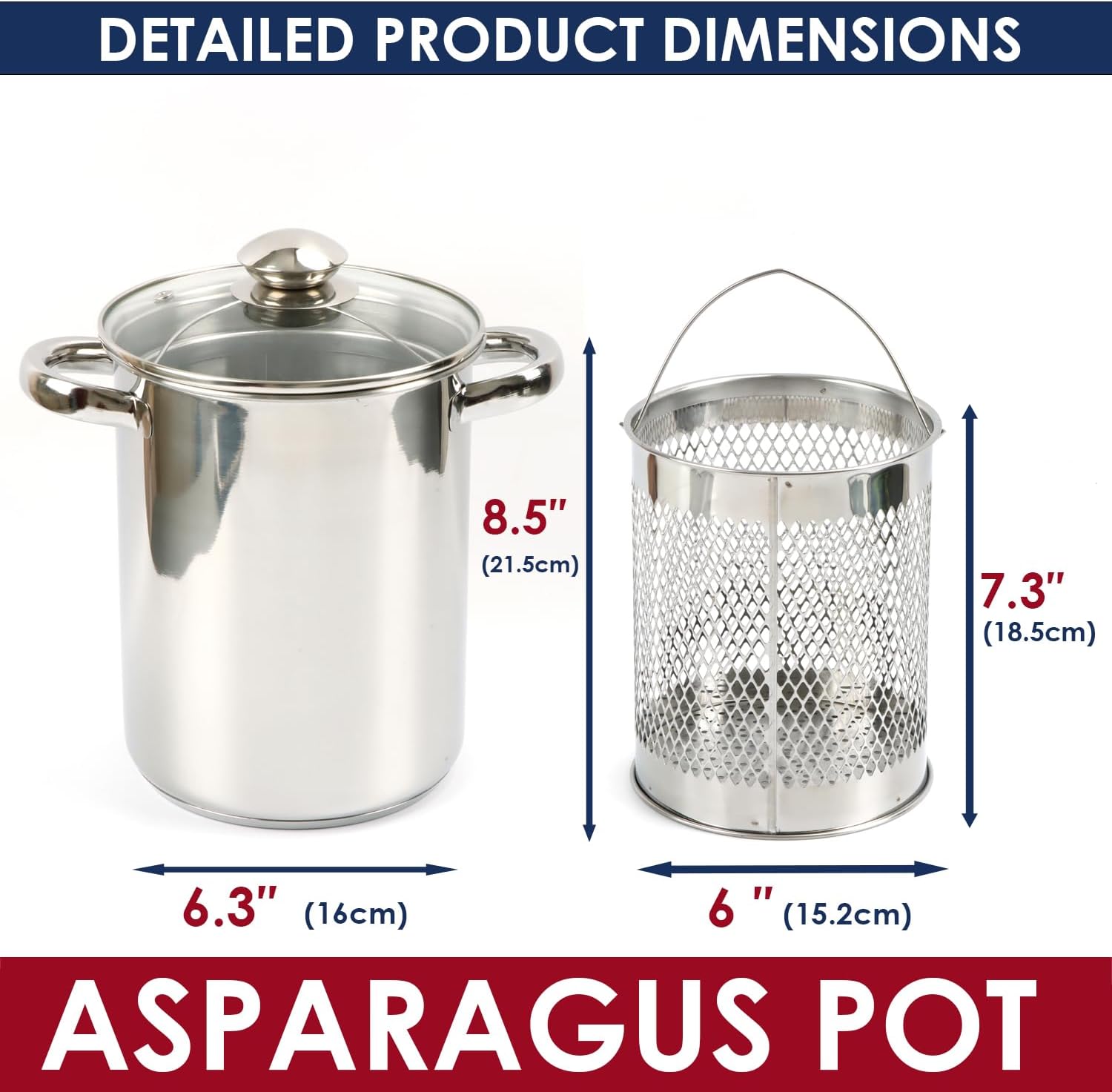 GlenDaveny 4 Qt Asparagus Pot with Basket and Lid