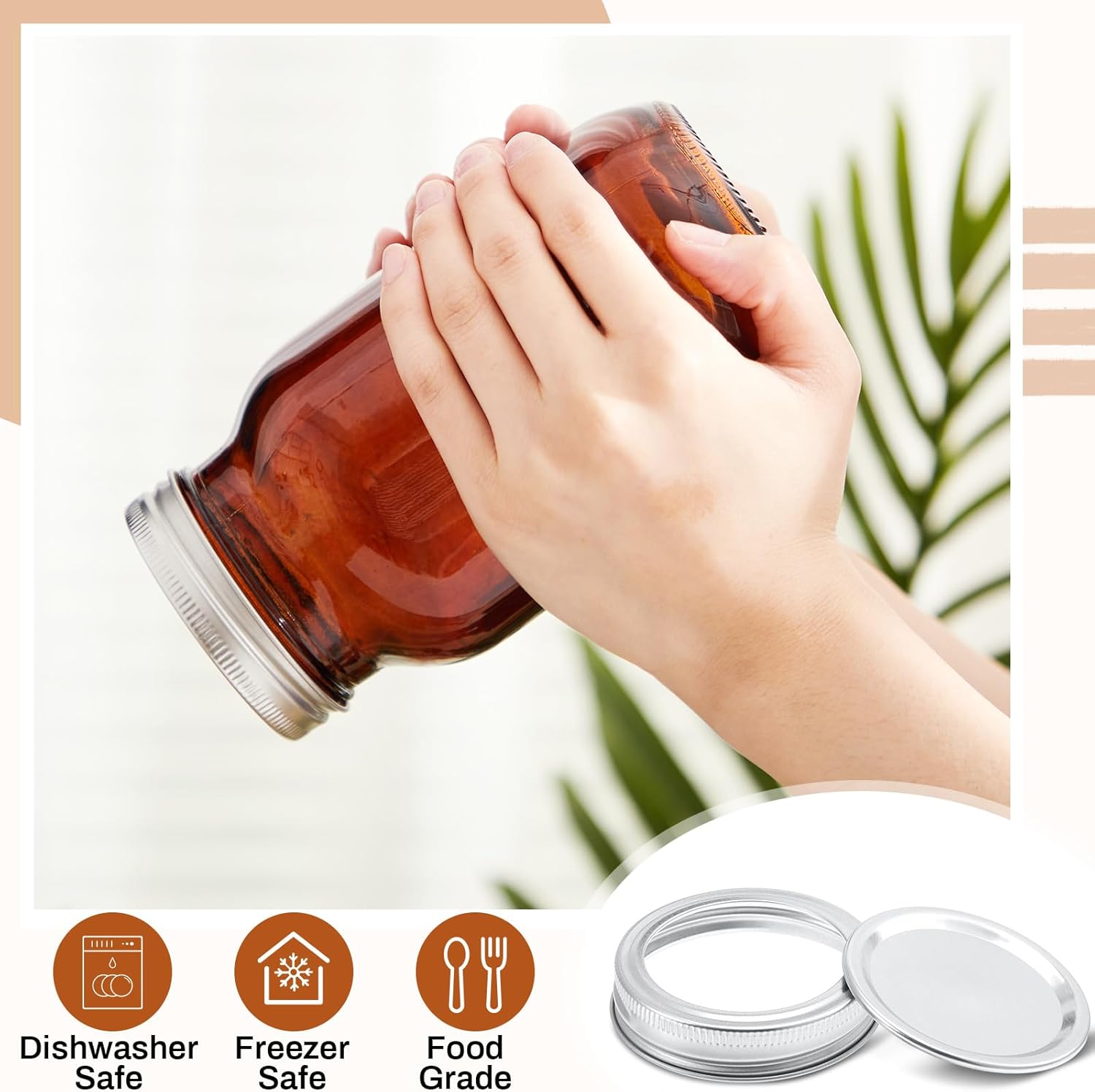 Norme 8-Piece Amber Glass Mason Jars