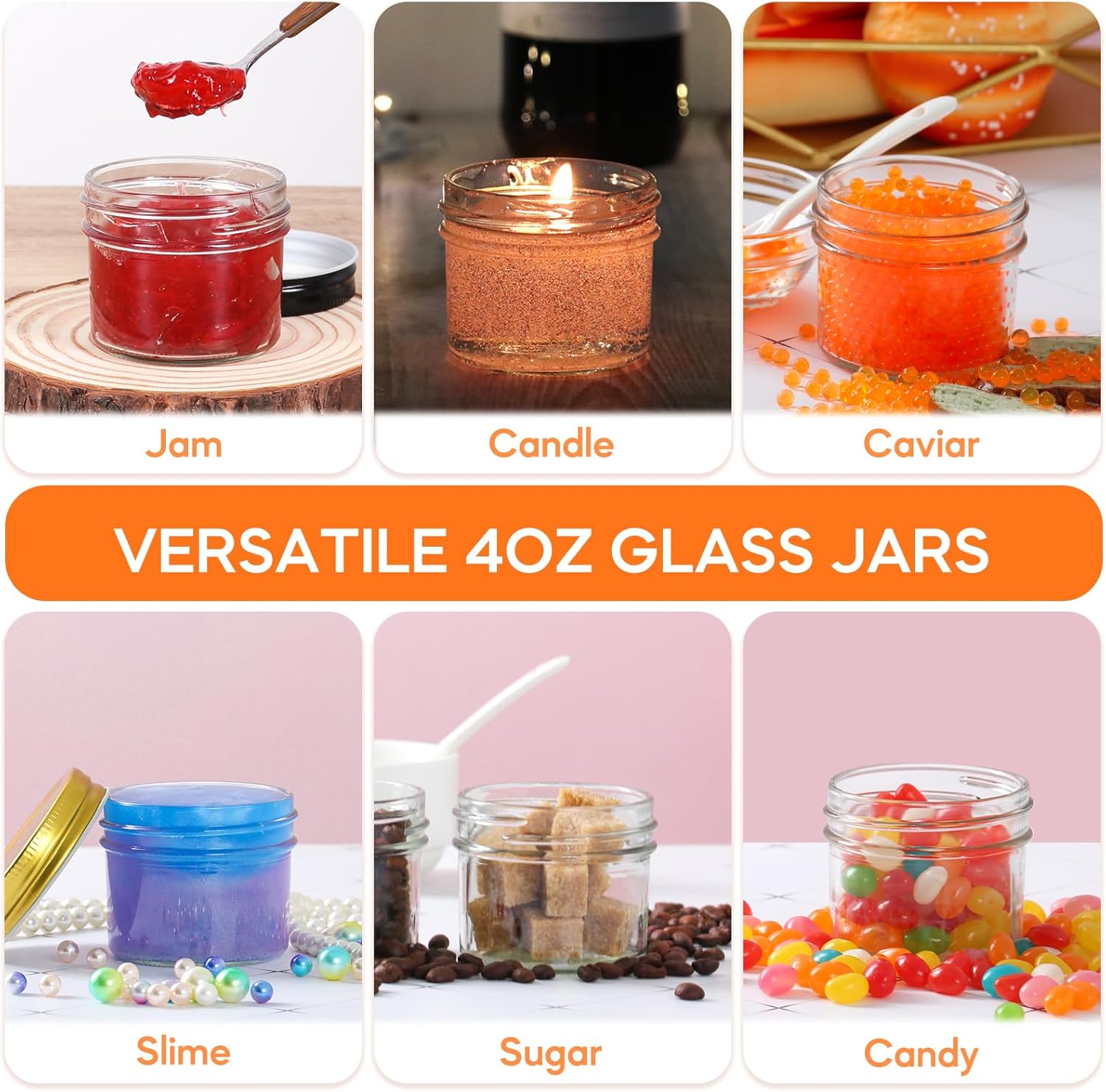 4 oz Mason Jars with Lids 40Pack
